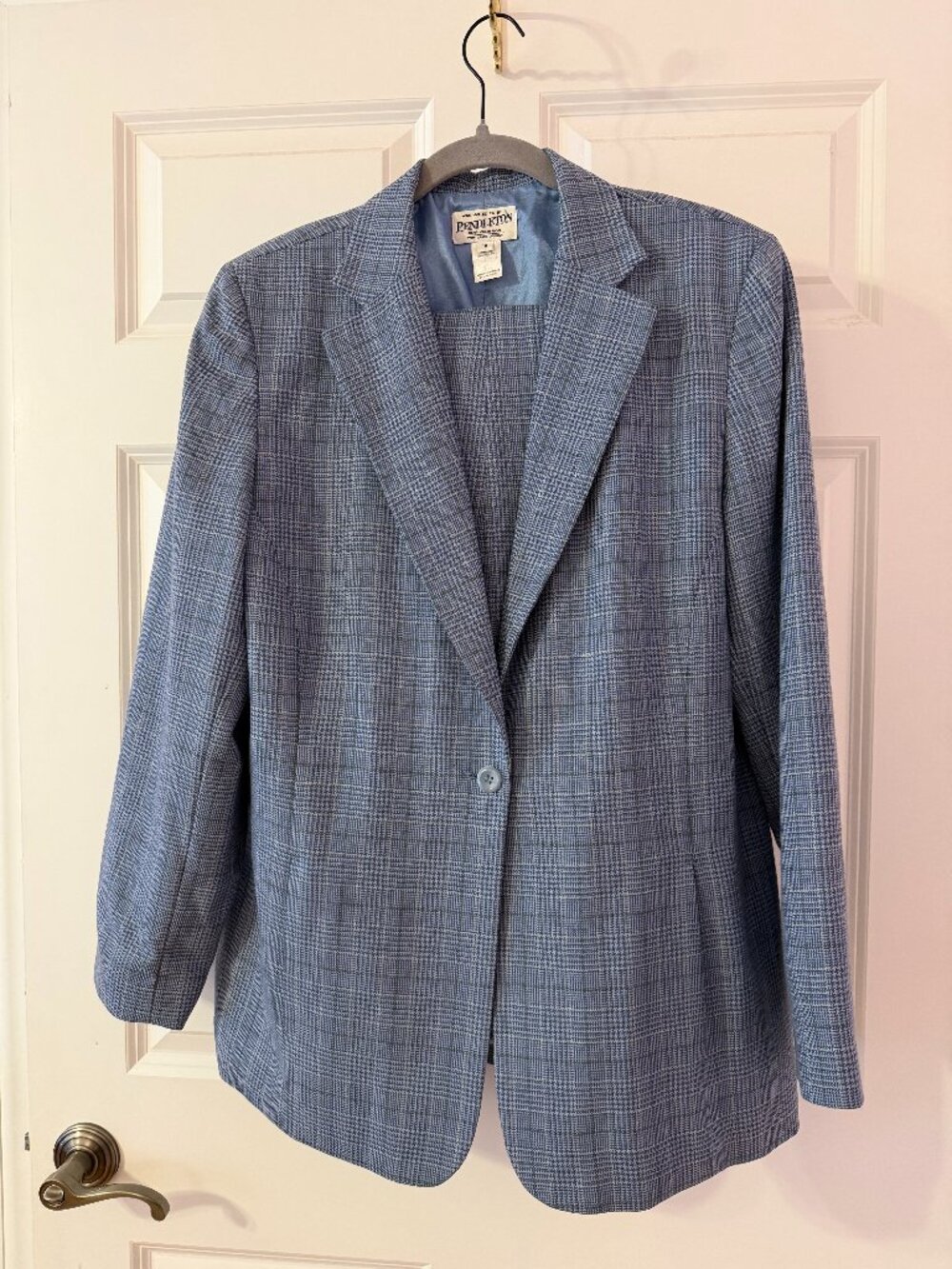 Pendleton Blue Plaid Wool Suit Separates Blazer 16 Pants 14